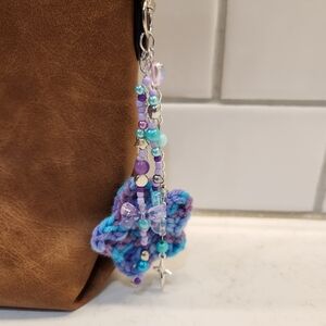 Blue Star Beaded Bag Charm